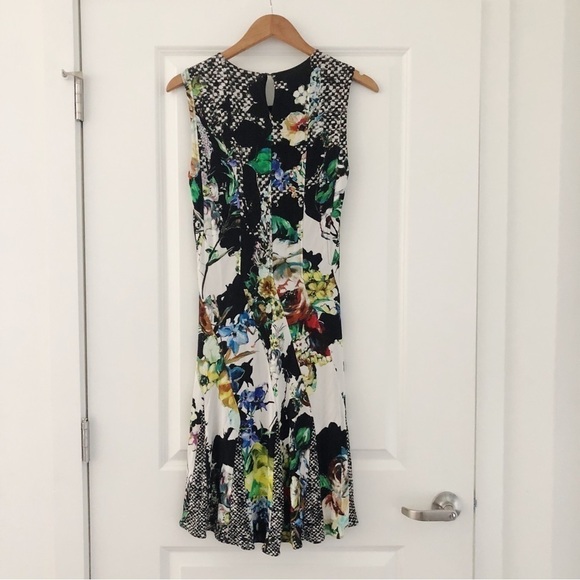 Roberto Cavalli Mixed Print Floral Foliage Sheath Dress - Picture 2 of 10